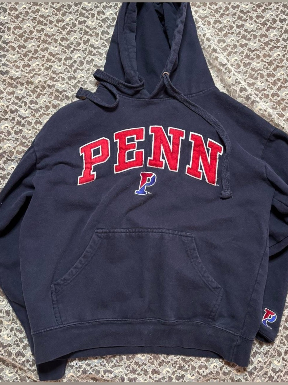Penn Navy Hoodie with Red Applique